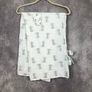 Aden‎ + Anais Elephant Muslin Muslin Swaddle Blanket Snap Closures Grey & White